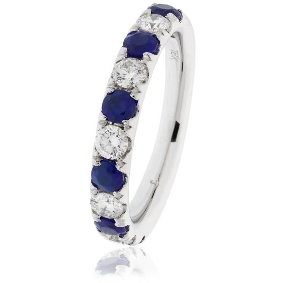 HRRGBS991 Blue Sapphire & Diamond Half Eternity Ring
