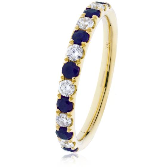 HRRGBS991 Blue Sapphire & Diamond Half Eternity Ring