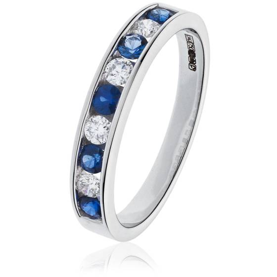 HRRGBS994 Blue Sapphire Gemstone & Diamond Eternity Ring