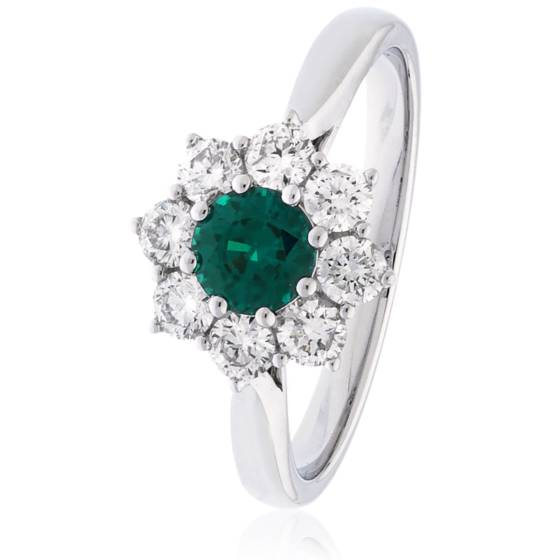 HRRGEM1027 Round cut Emerald & Diamond Halo Ring