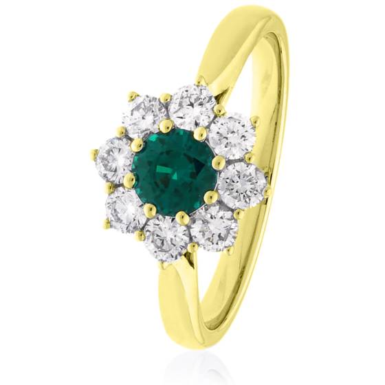 HRRGEM1027 Round cut Emerald & Diamond Halo Ring
