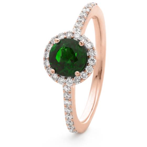 HRRGEM1048 Emerald & Diamond Single Band Halo Ring