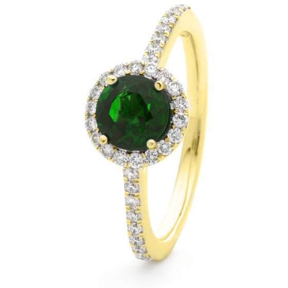 HRRGEM1048 Emerald & Diamond Single Band Halo Ring