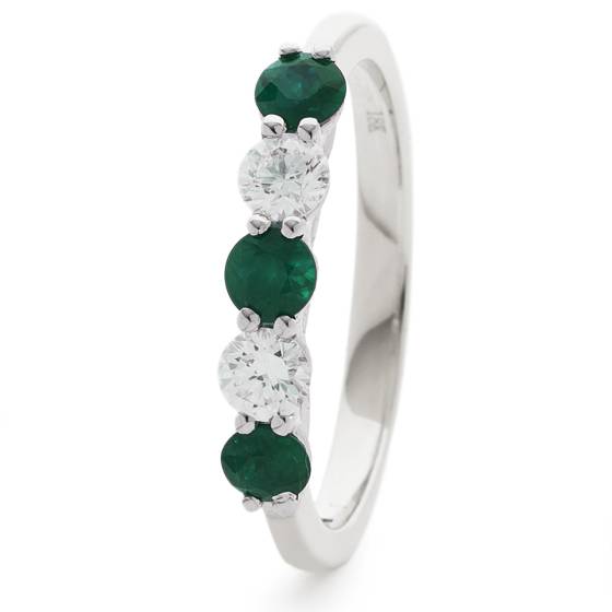 HRRGEM986 Emerald 5 Stone Diamond Ring