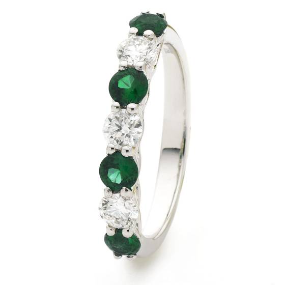HRRGEM989 Emerald 7 Stone Diamond Ring