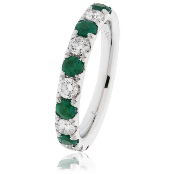 HRRGEM992 Emerald & Diamond Half Eternity Ring
