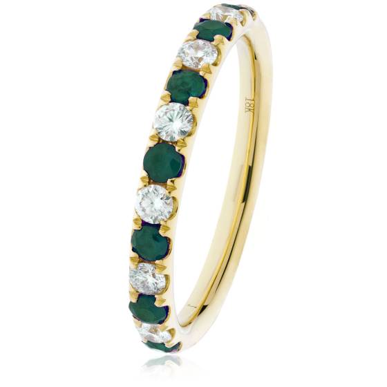 HRRGEM992 Emerald & Diamond Half Eternity Ring
