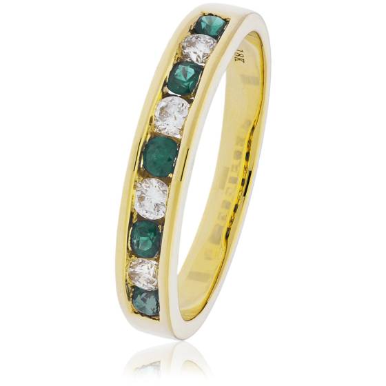 HRRGEM995 Emerald Gemstone & Diamond Eternity Ring
