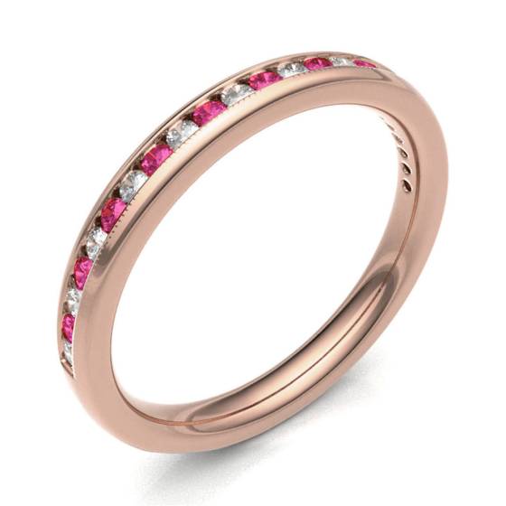 Ruby & Diamond Channel Set Half Eternity Ring