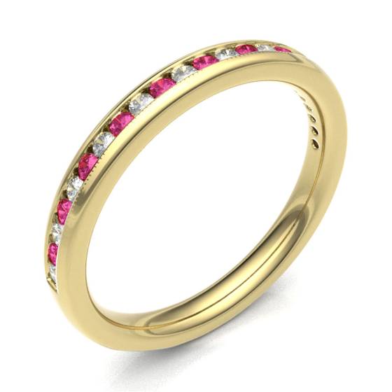 Ruby & Diamond Channel Set Half Eternity Ring