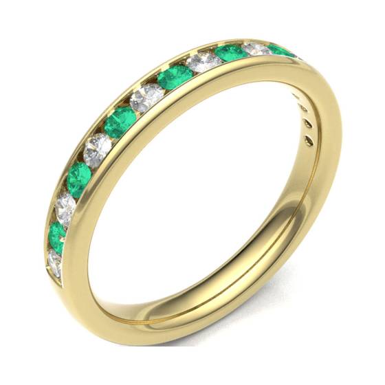 Emerald & Diamond Channel Set Half Eternity Ring