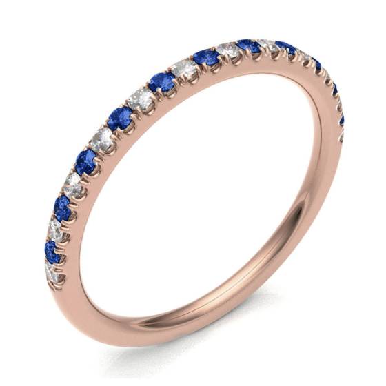 Blue Sapphire & Diamond Half Eternity Ring