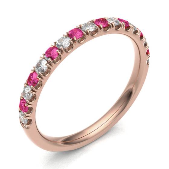 Ruby & Diamond Half Eternity Ring