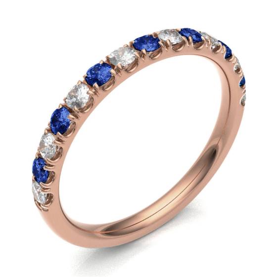 Blue Sapphire & Diamond Half Eternity Ring