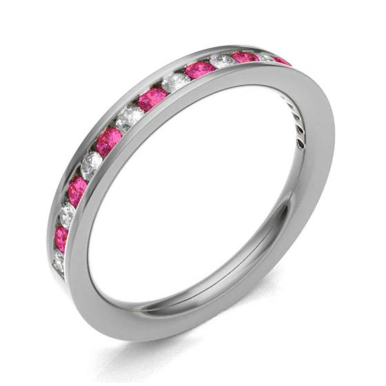 Ruby & Diamond Channel Set Half Eternity Ring