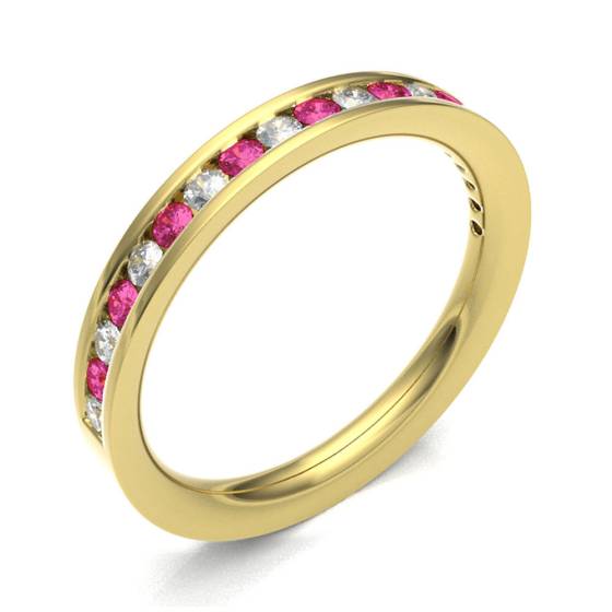 Ruby & Diamond Channel Set Half Eternity Ring