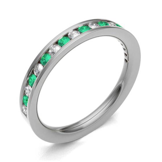 Emerald & Diamond Channel Set Half Eternity Ring