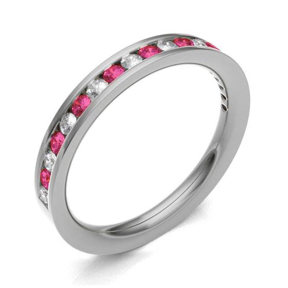 Ruby & Diamond Channel Set Half Eternity Ring