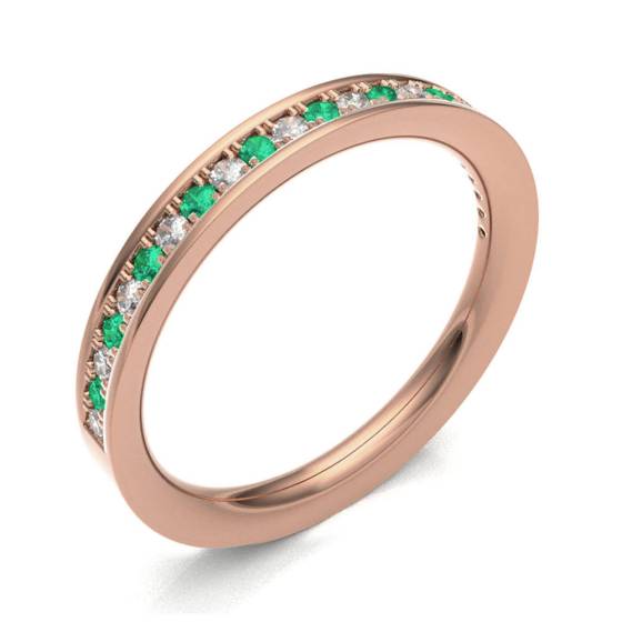 Emerald & Diamond Pave Half Eternity Ring