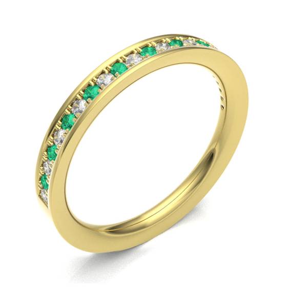 Emerald & Diamond Pave Half Eternity Ring