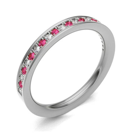 Ruby & Diamond Pave Half Eternity Ring