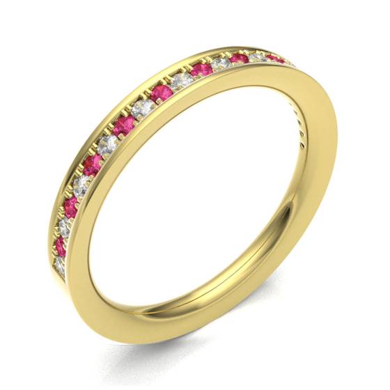 Ruby & Diamond Pave Half Eternity Ring