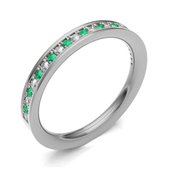 Emerald & Diamond Pave Half Eternity Ring