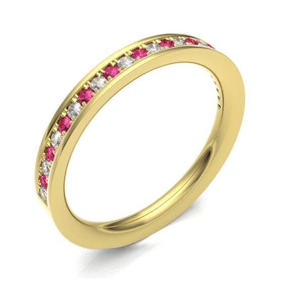 Ruby & Diamond Pave Half Eternity Ring