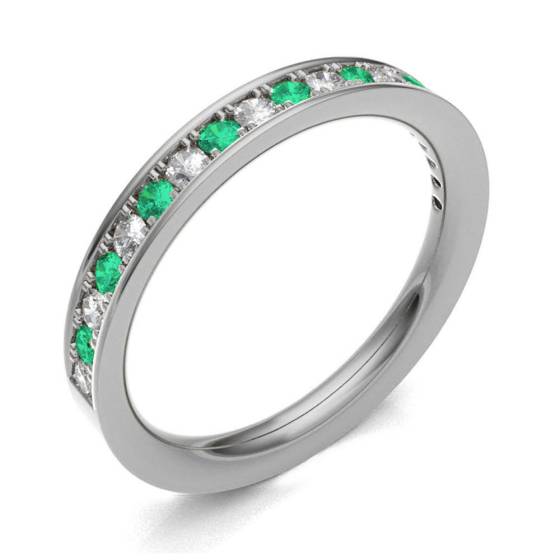 Emerald & Diamond Pave Half Eternity Ring