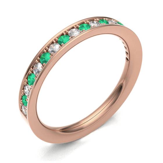 Emerald & Diamond Pave Half Eternity Ring