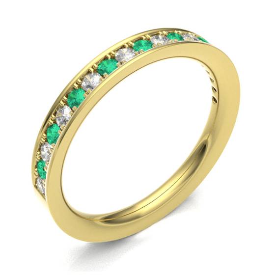 Emerald & Diamond Pave Half Eternity Ring