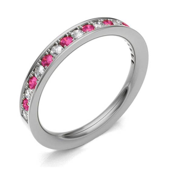 Ruby & Diamond Pave Half Eternity Ring