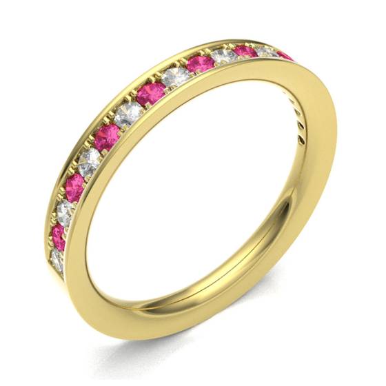 Ruby & Diamond Pave Half Eternity Ring