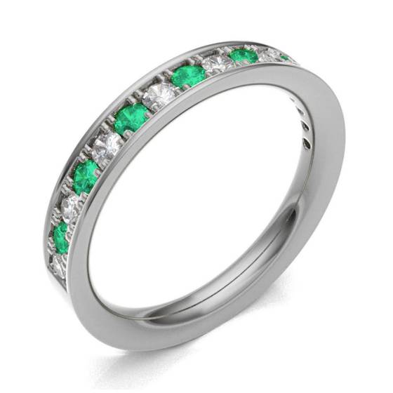 Emerald & Diamond Pave Half Eternity Ring