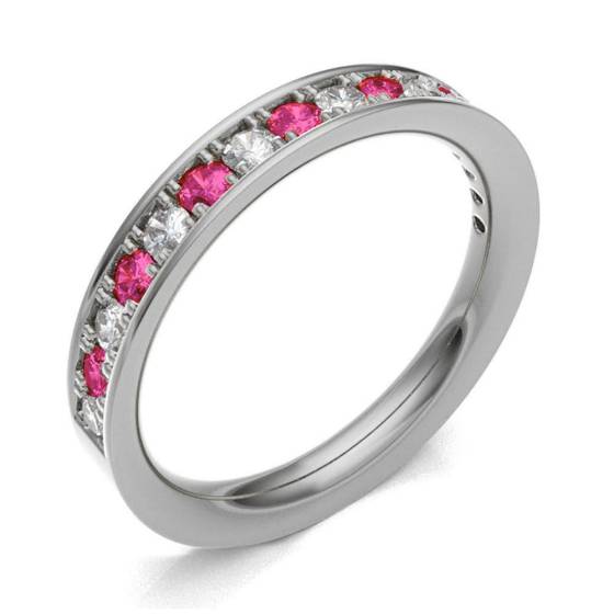 Ruby & Diamond Pave Half Eternity Ring
