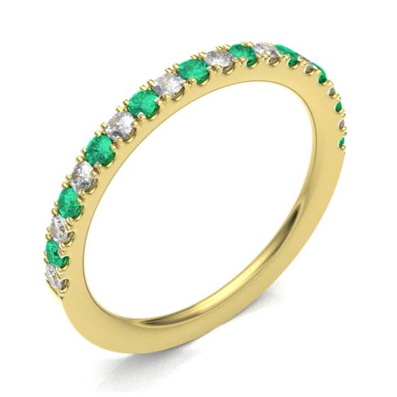 Emerald & Diamond Prong Half Eternity Ring