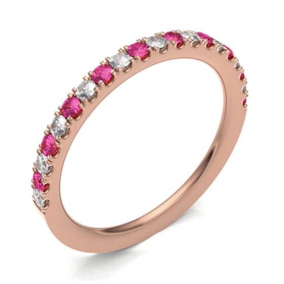 Ruby & Diamond Prong Half Eternity Ring