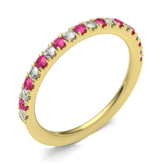 Ruby & Diamond Prong Half Eternity Ring