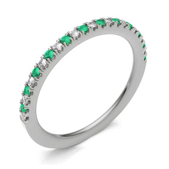 Emerald & Diamond Prong Half Eternity Ring