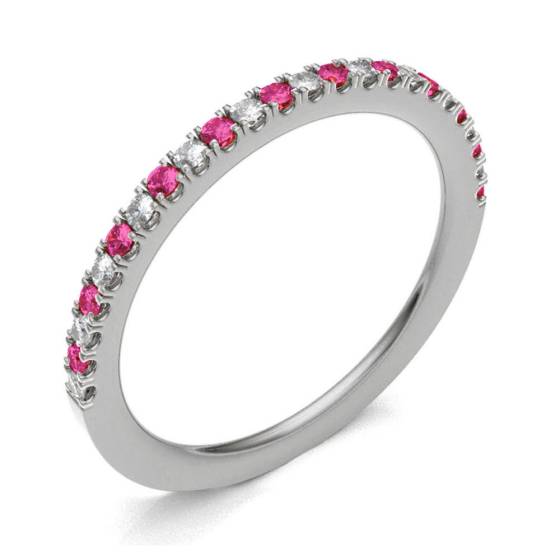 Ruby & Diamond Prong Half Eternity Ring