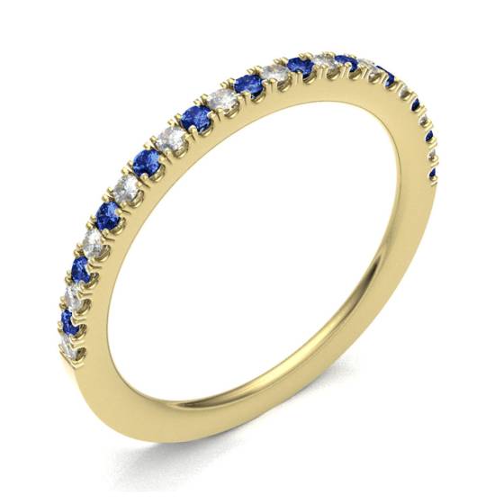 Blue Sapphire & Diamond Prong Half Eternity Ring