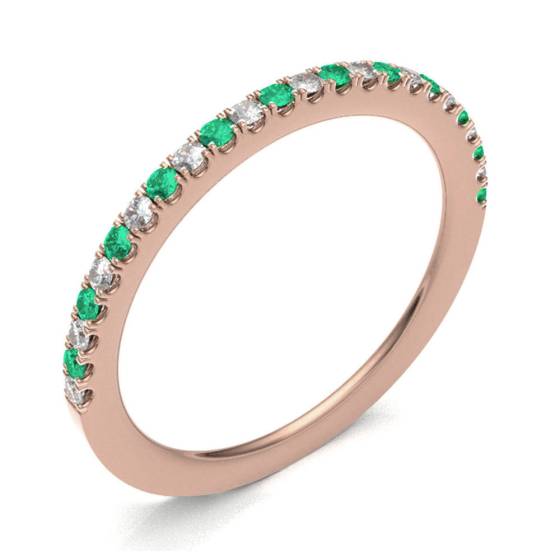 Emerald & Diamond Prong Half Eternity Ring
