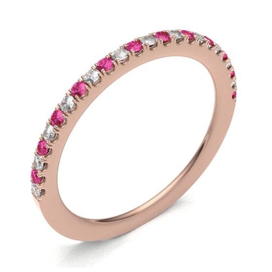 Ruby & Diamond Prong Half Eternity Ring