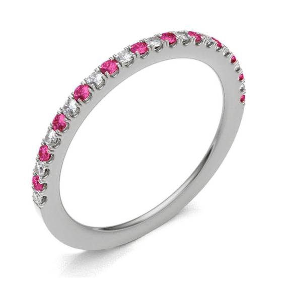 Ruby & Diamond Prong Half Eternity Ring