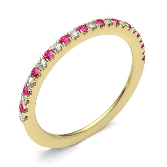 Ruby & Diamond Prong Half Eternity Ring