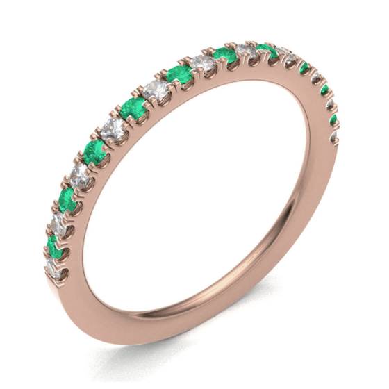 Emerald & Diamond Prong Half Eternity Ring
