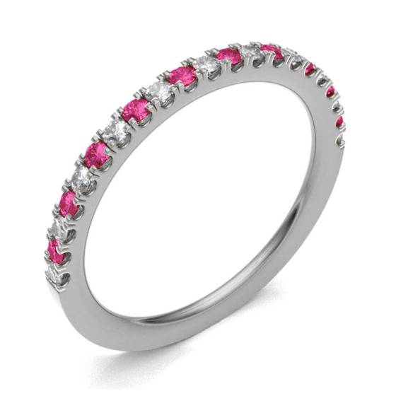 Ruby & Diamond Prong Half Eternity Ring