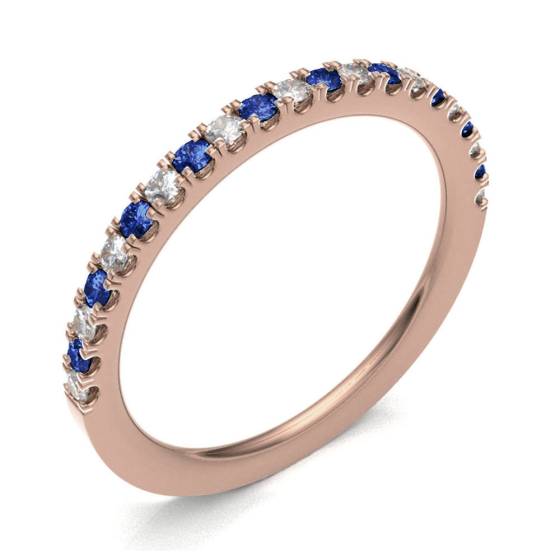 Blue Sapphire & Diamond Prong Half Eternity Ring