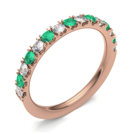 Emerald & Diamond Prong Half Eternity Ring