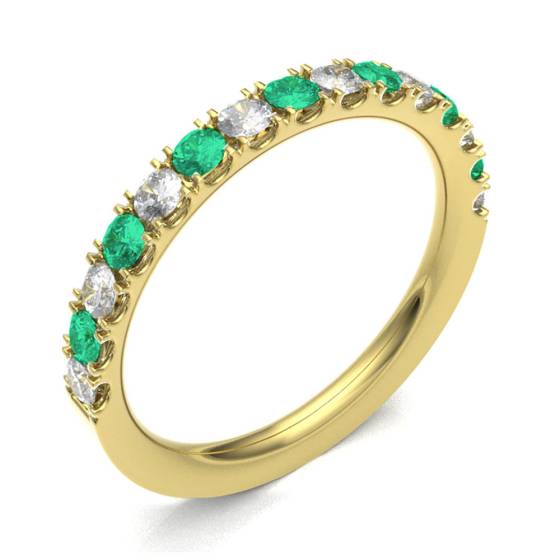 Emerald & Diamond Prong Half Eternity Ring